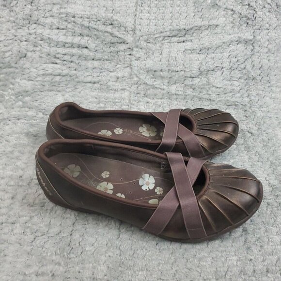 Skechers Mary Jane Shoes Womens Size 7 Metallic Brown Leather Slip On Comfort - Picture 4 of 8